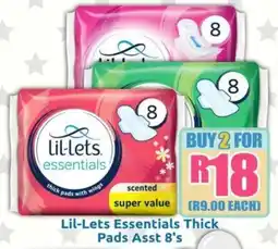 Three Star Cash and Carry Lil-Lets Essentials Thick Pads Asst offer