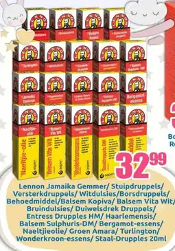 Three Star Cash and Carry Lennon Jamaika Gemmer/ Balsem Sulphuris-DM/ Bergamot-essens/ Groen Amara/ Turlington/ Wonderkroon-essens/ Staal-Drupples offer