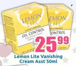 Three Star Cash and Carry Lemon Lite Vanishing Cream Asst offer