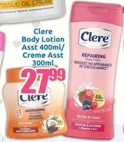 Three Star Cash and Carry Clere Body Lotion Asst/ Creme Asst offer