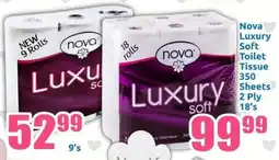 Three Star Cash and Carry Nova Luxury Soft Toilet Tissue 350 Sheets 2 Ply offer