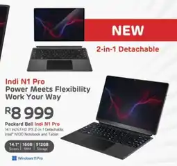 Computer Mania Packard Bell Indi N1 Pro 14.1 Inch FHD IPS 2-in-1 Detachable Intel N100 Notebook and Tablet offer