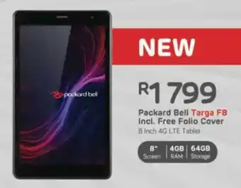 Computer Mania Packard Bell Targa F8 Incl. Free Folio Cover 8 Inch 4G LTE Tablet offer