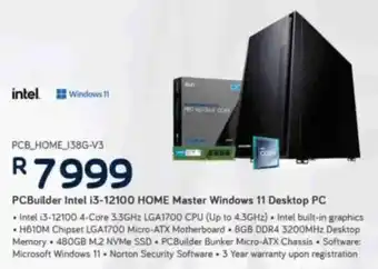 Computer Mania PCBuilder Intel i3-12100 Home Master Windows 11 Desktop PC offer