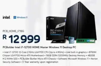 Computer Mania PCBuilder Intel i7-12700 Home Master Windows 11 Desktop PC offer