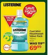 Dis-Chem Listerine Cool Mint Mouthwash Value Pack-750ml offer