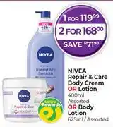 Dis-Chem Nivea Repair & Care Body Cream Or Lotion 400ml Or Body Lotion 625ml-For 1 offer
