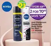 Dis-Chem Nivea Anti Perspirant Deodorant Body Spray For Men Or Women Assorted-150ml offer