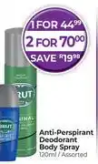 Dis-Chem Brut Anti Perspirant Deodorant Body Spray Assorted-120ml offer