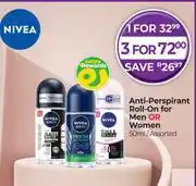 Dis-Chem Nivea Anti Perspirant Roll On For Men Or Women Assorted-50ml offer