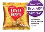 Dis-Chem Britannia Little Hearts Biscuits-50.5g offer