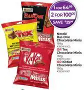 Dis-Chem Nestle Bar One Chocolate Minis 189g Or Tex Chocolate Minis 182g Or Kitkat Choc Minis 180g-For 1 offer