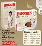 Dis-Chem Huggies Nappies Jumbo Pack Sizes 1-2 Value Pack Sizes 3-5-Per Pack offer