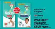Dis-Chem Pampers Value Pack Nappies Sizes 1-6 Or Pants Sizes 3-6-Per Pack offer