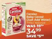Dis-Chem Nestle Cerelac Baby Cereal (Just Add Water) Assorted-200g offer
