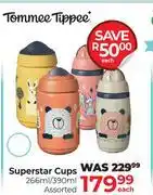 Dis-Chem Tommee Tippee Superstar Cups Assorted-266ml/390ml Each offer