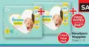 Dis-Chem Pampers Newborn Nappies (Sizes 1-2) 2 Pack-Per Pack offer