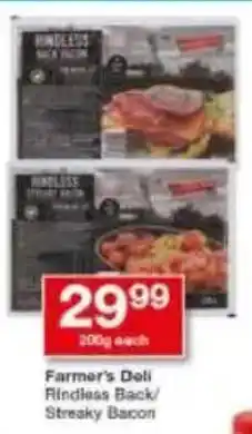 Checkers Farmer's Deli Rindless Back/ Streaky Bacon offer