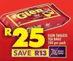 Shoprite Glen tagless tea bags offer