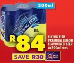 Shoprite Flying fish premium lemon flavoured beer cans offer