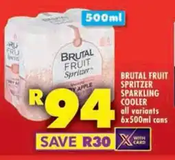 Shoprite Brutal fruit spritzer sparkling cooler all variants cans offer