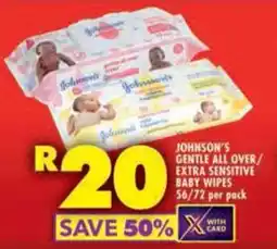 Shoprite Johnson's gentile all over/ extra sensitive baby wipes offer