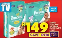 Shoprite Pampers active baby disposable nappies/ pants offer