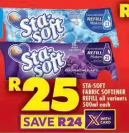 Shoprite Sta-soft fabric softener refill all variants offer