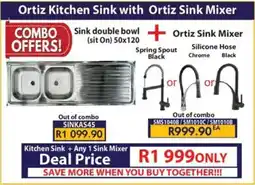 Laduma Hardware catalogue Ortiz Kitchen Sink with Ortiz Sink Mixer offer