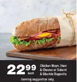 OK Foods Chicken Mayo, Ham & Cheese or Salami & Gherkin Baguette offer