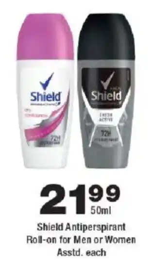 OK Foods Shield Antiperspirant Roll-on for Men or Women Asstd. offer