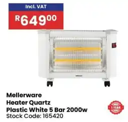 Africa Cash and Carry Mellerware Heater Quartz Plastic White 5 Bar 2000w offer