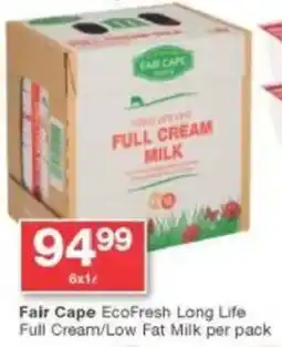 Checkers Fair Cape EcoFresh Long Life Full Cream/ Low Fat Milk offer