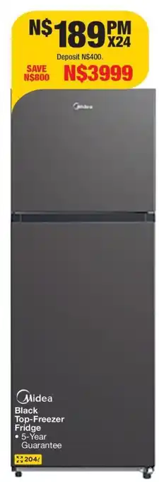 OK Furniture Midea Black Top-Freezer Fridge offer