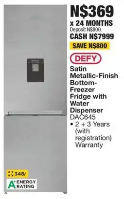OK Furniture DEFY Satin Metallic-Finish Bottom-Freezer Fridge with Water Dispenser offer