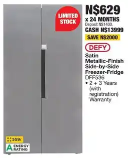 OK Furniture DEFY Satin Metallic-Finish Side-by-Side Freezer-Fridge offer