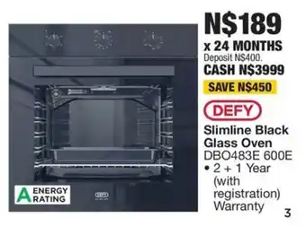 OK Furniture DEFY Slimline Black Glass Oven offer