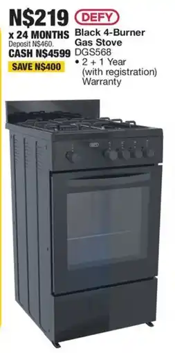 OK Furniture DEFY Black 4-Burner Gas Stove offer
