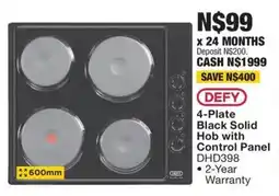 OK Furniture DEFY 4-Plate Black Solid Hob with Control Panel offer