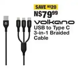 OK Furniture Volkano USB to Type C 3-in-1 Braided Cable offer