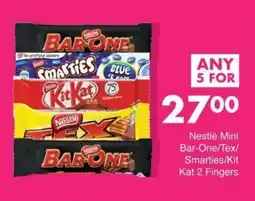 Save Nestlé Mini Bar-One/ Tex/ Smarties/ Kit Kat 2 Fingers offer