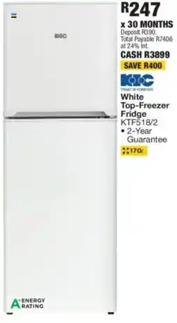 OK Furniture KIC White Top-Freezer Fridge offer