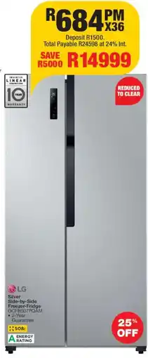 OK Furniture LG Silver Side-by-Side Freezer-Fridge offer