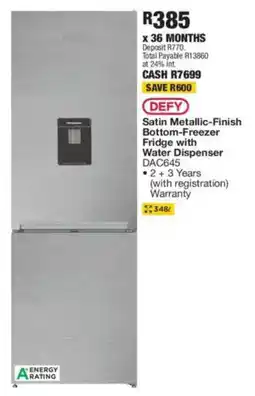 OK Furniture DEFY Satin Metallic-Finish Bottom-Freezer Fridge with Water Dispenser offer