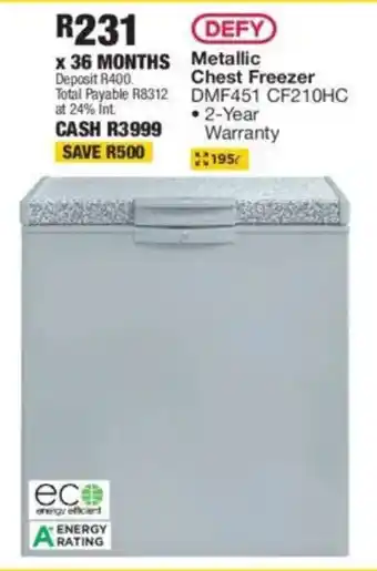 OK Furniture DEFY Metallic Chest Freezer offer