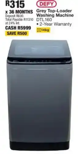 OK Furniture DEFY Grey Top-Loader Washing Machine offer