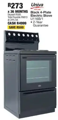 OK Furniture Univa Black 4-Plate Electric Stove offer