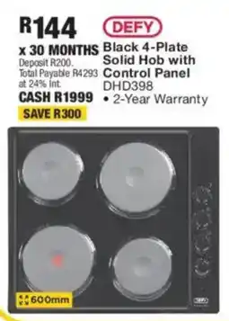 OK Furniture DEFY Black 4-Plate Solid Hob with Control Panel offer