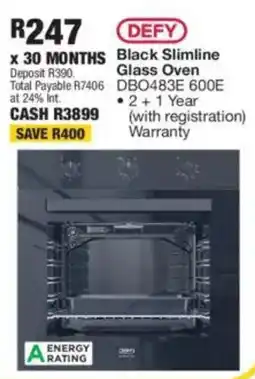 OK Furniture DEFY Black Slimline Glass Oven offer