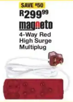 OK Furniture Magneto 4-Way Red High Surge Multiplug offer
